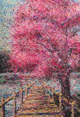 Painting, A better place (Sakura and Bridge), Nadin Antoniuk