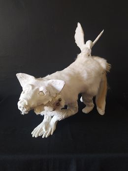 Sculpture, Sionnach Ban - Le renard blanc, Lara Blanchard