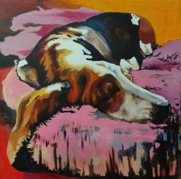 Painting, Bassethound, Soso Kumsiashvili