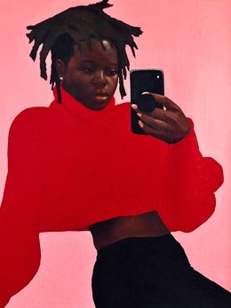 Painting, Goodbyes - 21st Century, Contemporary, Figurative, Fashion, Woman, Love, Phone, Akinboye Akinola Peter