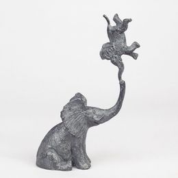 Sculpture, Seated elephant and its little one, Sophie Verger