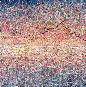 Painting, Sunrise with red lines, Nadin Antoniuk