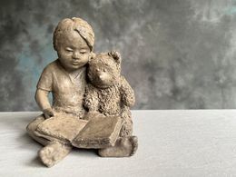 Sculpture, Reading to my teddy bear, Sylvie Gaudissart