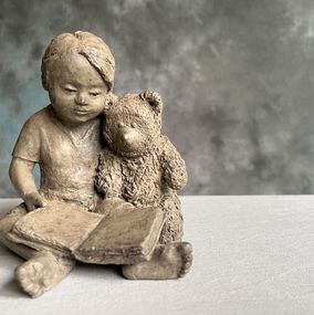 Sculpture, Reading to my teddy bear, Sylvie Gaudissart